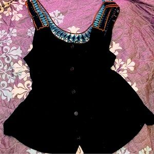 Daytrip Embroidered Button Up Tank Top